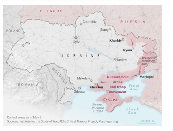 Оккупированные россиянами части Украины 