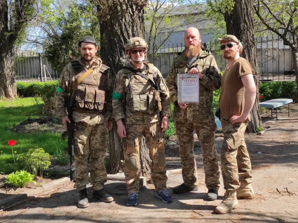 Основатель "Украинского легиона" Святослав Стеценко - второй слева. Фото: Фейсбук