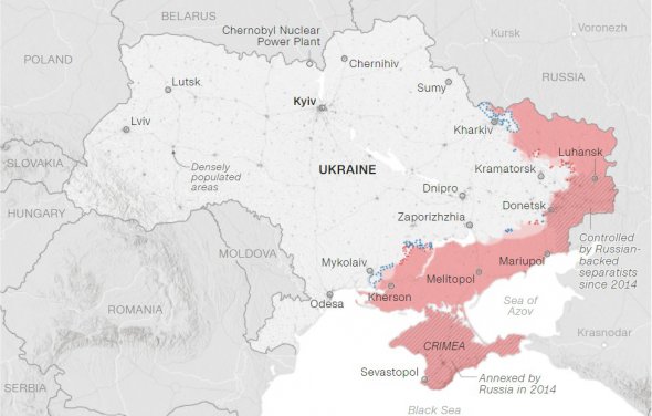 Окуповані росіянами території України станом на 13 травня 