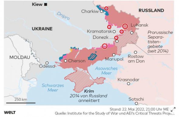 Оккупированные Россией территории Украины и места боев 