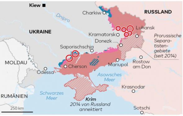 Оккупированные части Украины и места боев по состоянию на 3 июня