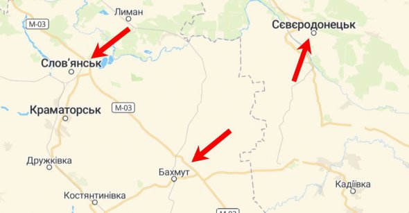На Донецькому напрямку ворог   зосереджує основні зусилля на Сіверськодонецькому  та Бахмутському напрямках. Триває наступ у напрямку Слов'янська