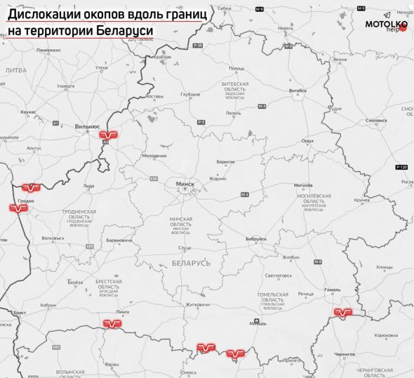 Карта окопов, которые роют белорусские военные