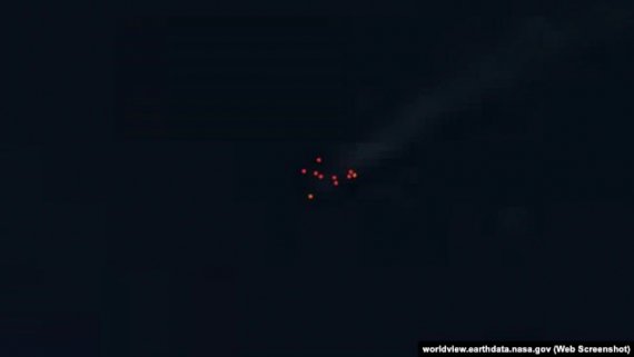 Знімки з космосу пожежі на "вишках Бойко" за 22 червня