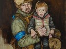 Ігор Краснобриж загинув в "Азовсталі". Картина змальована з останнього фото бійця із донькою.