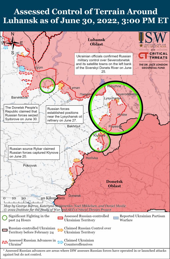 Российские войска безрезультатно пытались захватить Клиновое и Новолуганское