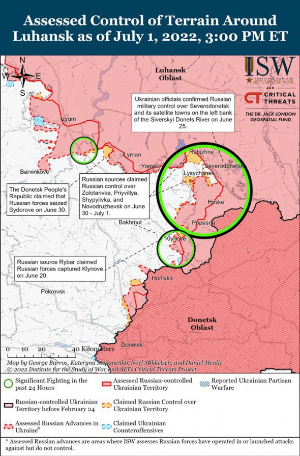 Росіяни перегруповуються біля Слов'янська з метою поновлення нападу. Фото: understandingwar.org