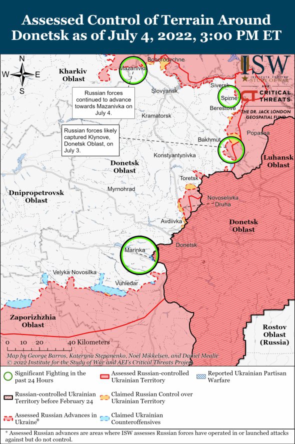 Карта продвижения российских захватчиков