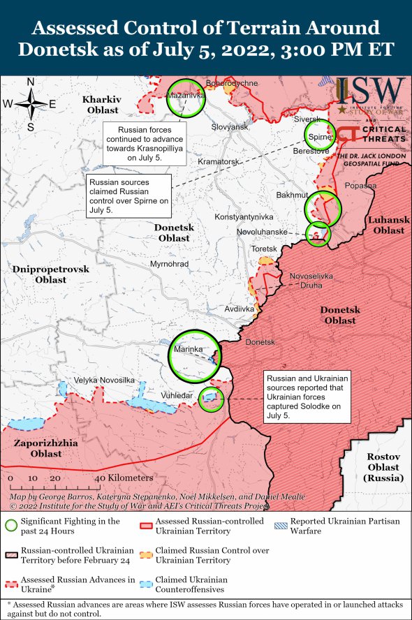 ВСУ возобновили контроль над селом Солодке, расположенном примерно в 30 км от Донецка