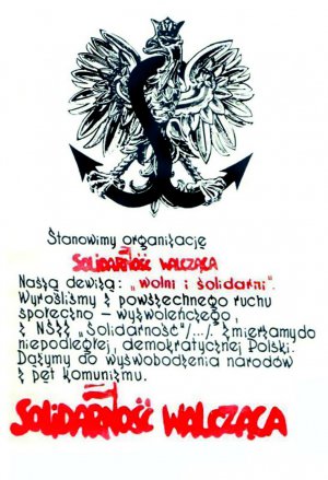 Символіка польського руху Solidrnościu Walczącej – ”Солідарність, що бореться”. За девіз організатори спілки взяли ”Вільні й солідарні”. У декларації зазначили:  ”Ми прямуємо до незалежної, демократичної Польщі.  Ми прагнемо до визволення народів із пут комунізму”