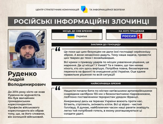 Андрій Руденко закликає росіян до геноциду української нації
