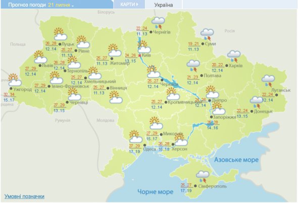 Погода в Україні сьогодні буде контрастною