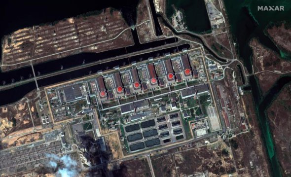 Запорізька АЕС на супутниковому знімку від Maxar Technologies