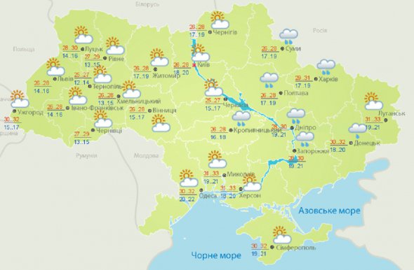 В останню неділю літа, 28 серпня, погода в Україні буде спекотною в усіх регіонах