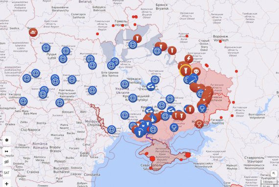 Карта бойових дій в Україні за 8 вересня