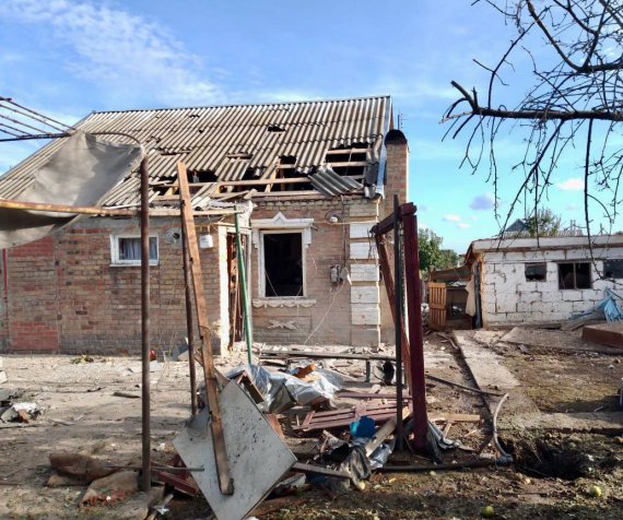 Последствия обстрелов в Никопольском районе Днепропетровской области.