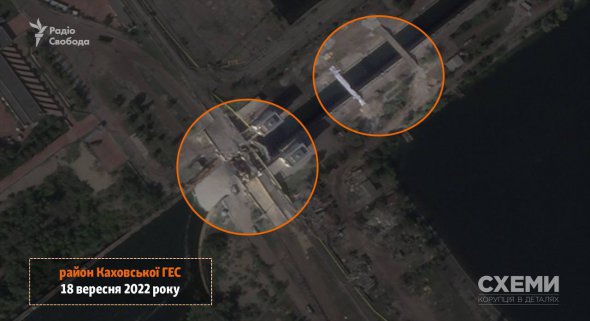 Супутник зафіксував спроби окупантів відбудувати переправу біля Каховської ГЕС