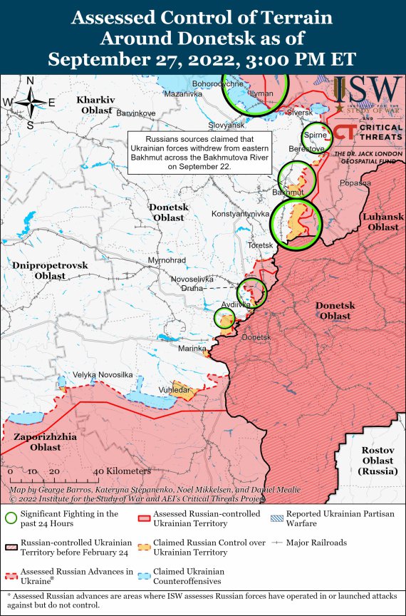 Американский Институт изучения войны (ISW) показал свежие карты боев в Украине