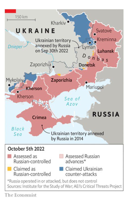 Оккупированные и освобожденные украинские территории по состоянию на 5 октября
