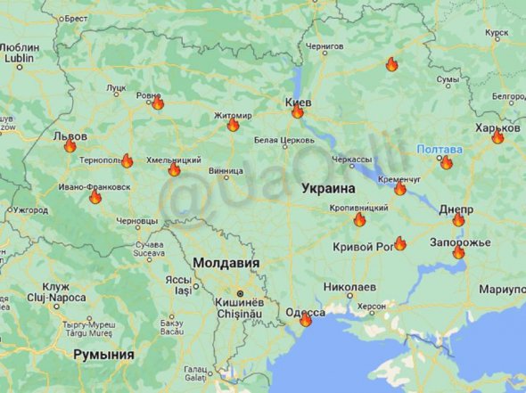 Карта российских ударов по Украине 10 октября