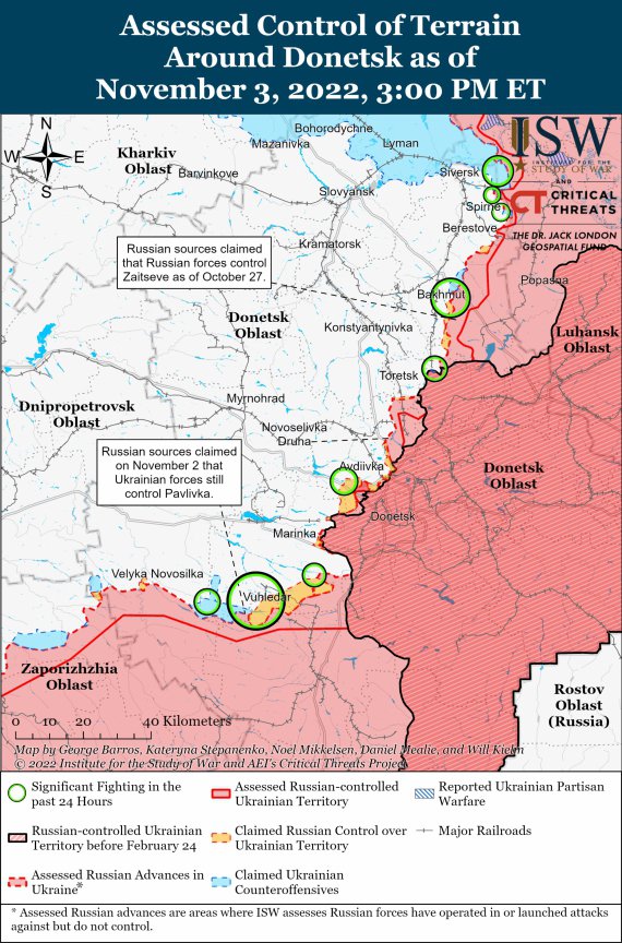 Российские военные продолжают пытаться наступать в направлении Угледара и Бахмута