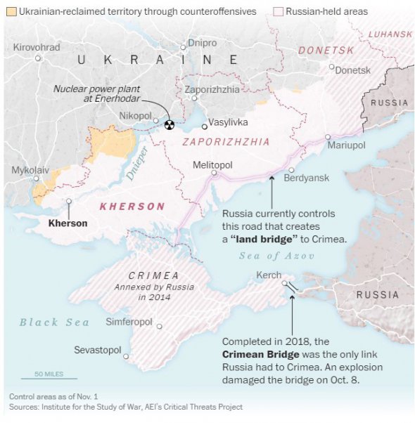 Оккупированные и освобожденные части юга Украины