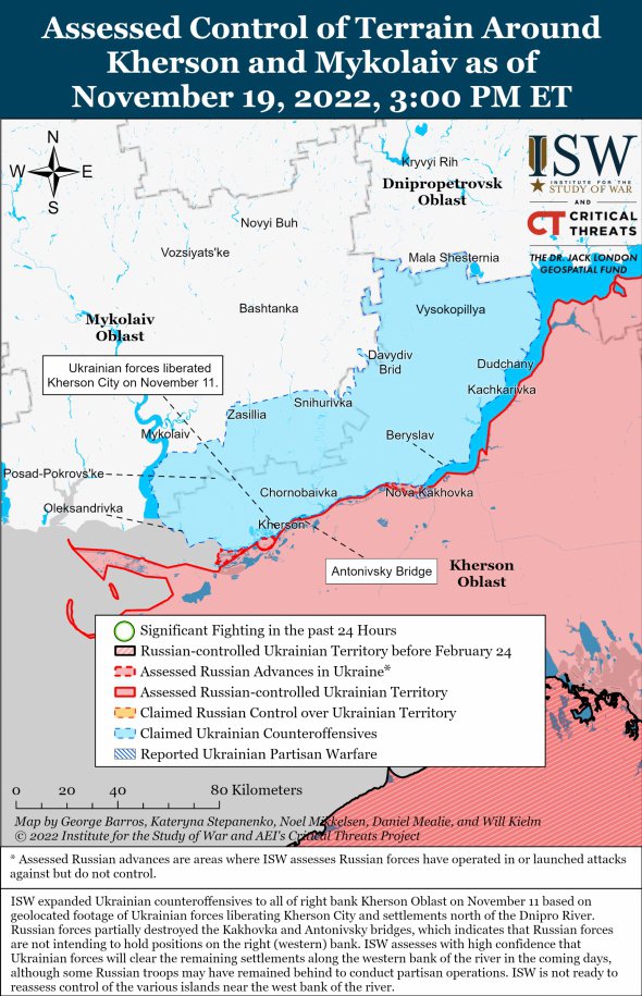 Карта боевых действий на юге Украины