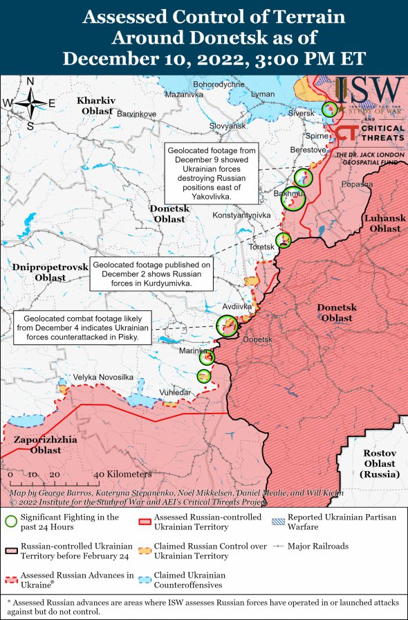 Карта боев в Донецкой области