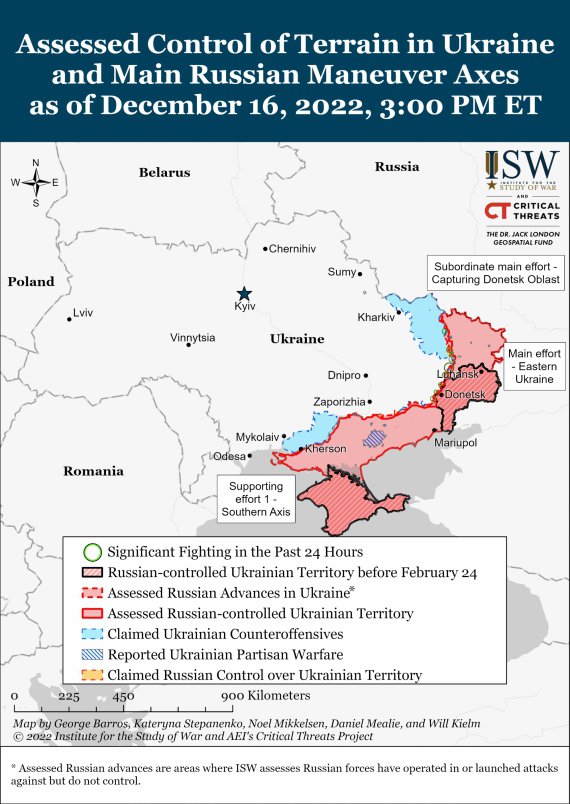 Карта боевых действий в Украине от американских аналитиков