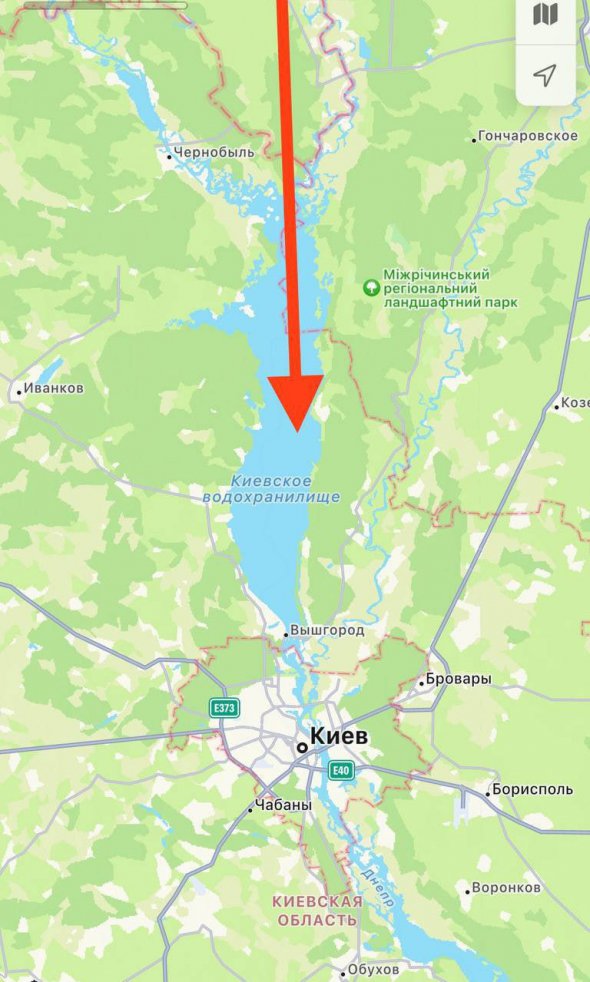 Рух Shahed-136 старим, вчорашнім маршрутом, над Київським водосховищем.