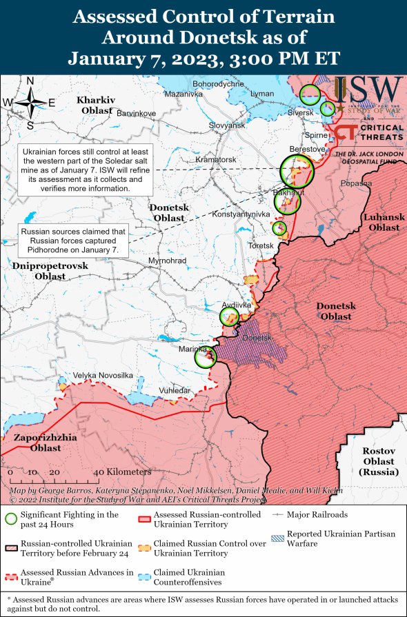 Карта бойових дій у Донецькій області