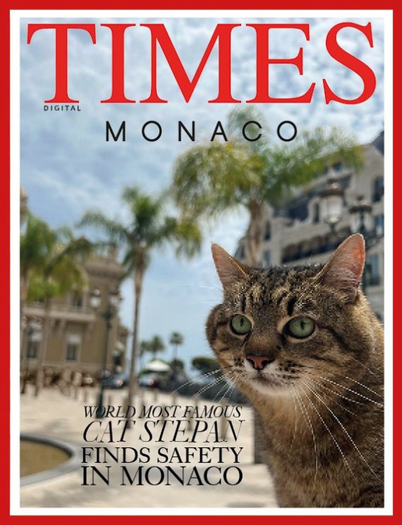 Кот Степан попал на обложку журнала Times Monaco