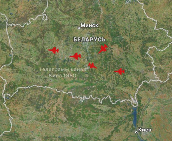 Карта активности вражеской авиации в небе Беларуси