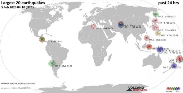 За последние 24 часа в мире произошло более тысячи землетрясений