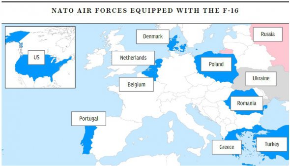 Країни НАТО в Європі, які мають літаки F-16 