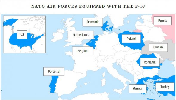 Страны НАТО в Европе, которые имеют самолеты F-16
