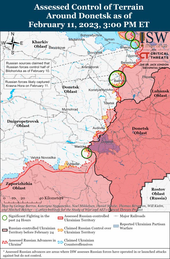 Карта бойових дій у Донецькій області