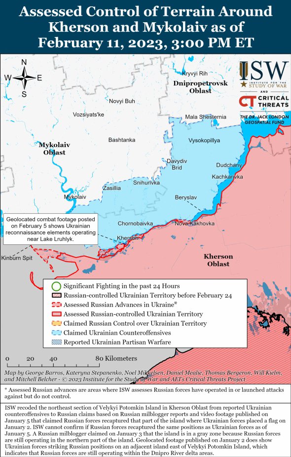 Карта бойових дій у Херсонській області