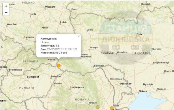 Землетрус зафіксували о 03:15 у районі селища Велика Добронь