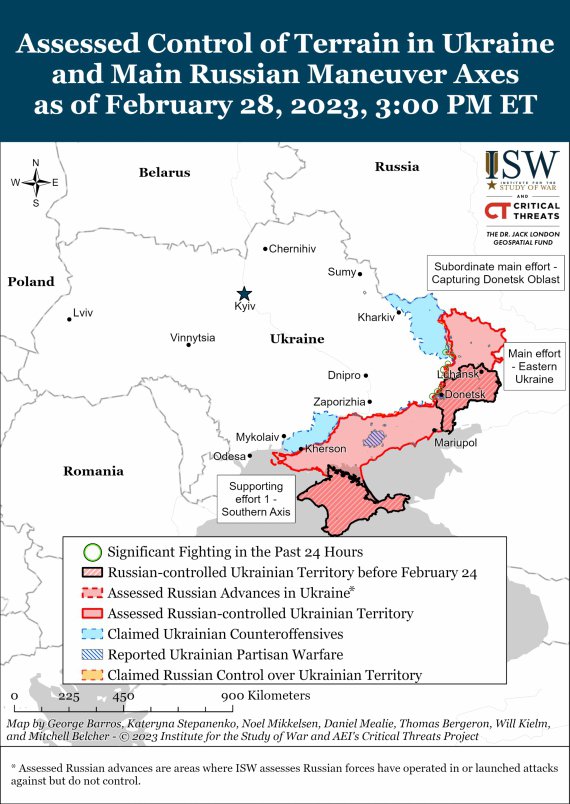 Карта боевых действий в Украине от американских аналитиков