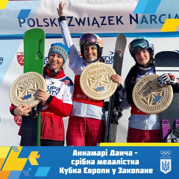 Українська сноубордистка Аннамарі Данча (ліворуч) здобула срібло на Кубку Європи.