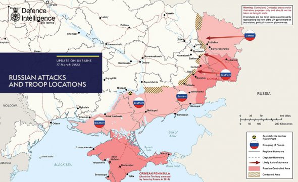 Британская разведка опубликовала свежую карту боевых действий в Украине