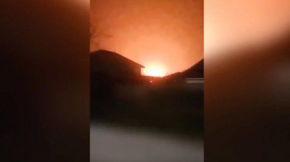 Скріншот з відео, на якому видно вибух у Джанкої 