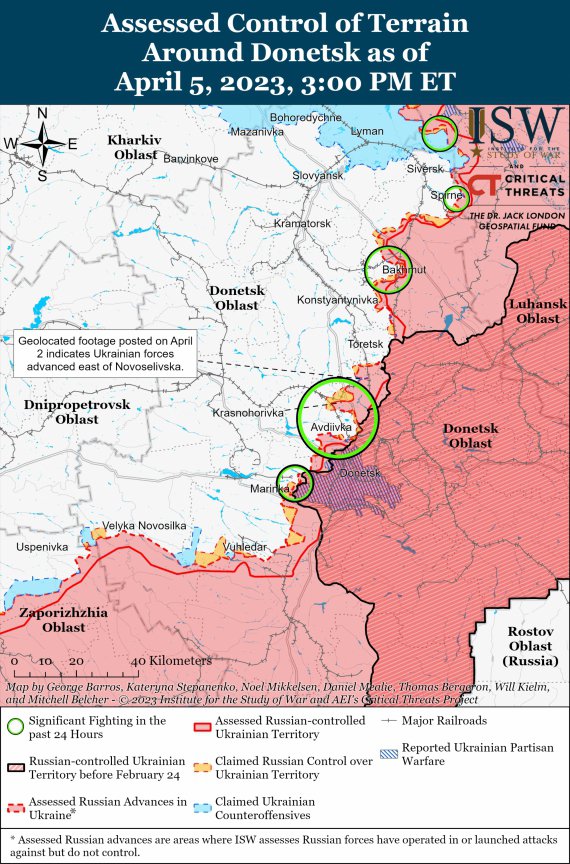 Карта бойових дій в Україні від американських аналітиків