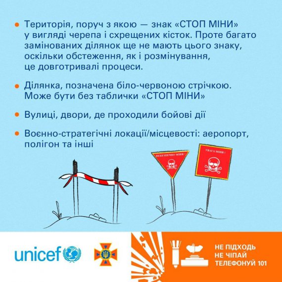 Де найчастіше трапляються міни, розповідає ДСНС України. Перелік таких місць і територій – на картинках