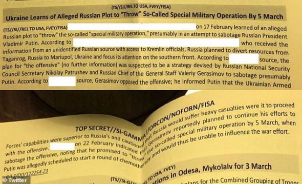 Секретний документ, "злитий" з Пентагону про саботаж російського генералітету