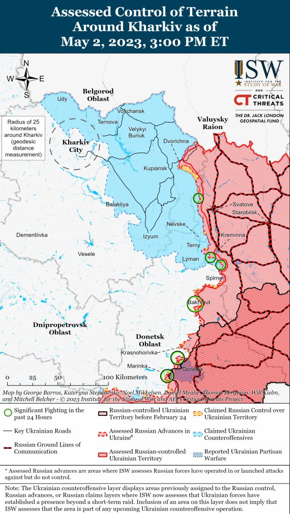 Карта бойових дій в Україні від американських аналітиків 