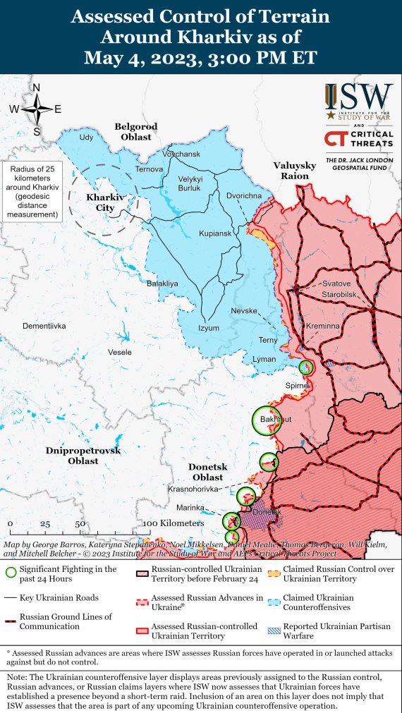 4 травня росіяни вели безуспішні наступальні дії в напрямку Білогорівки