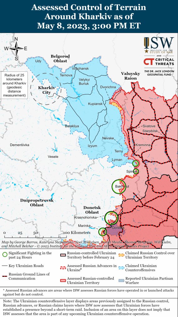 Карта боевых действий в Украине от американских аналитиков 