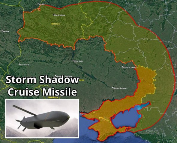 Радник Комісії США з безпеки в Європі Пол Массаро продемонстрував, куди можуть дістати ракети Storm Shadow